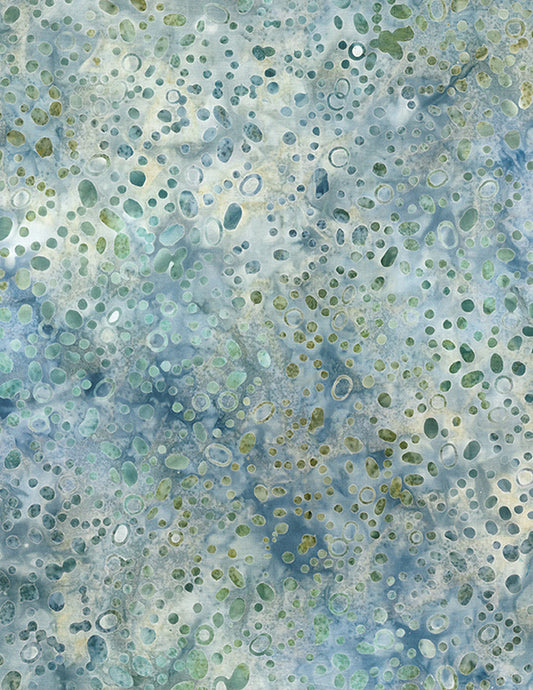 Wilmington Batiks - Shoreline Dotty Toss Blue/Green - PER 1/4 YARD