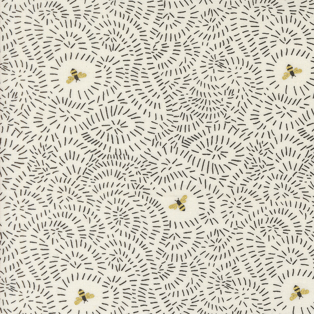 Bee Garden - Twists & Turns Metallic, Porcelain - PER 1/4 YARD
