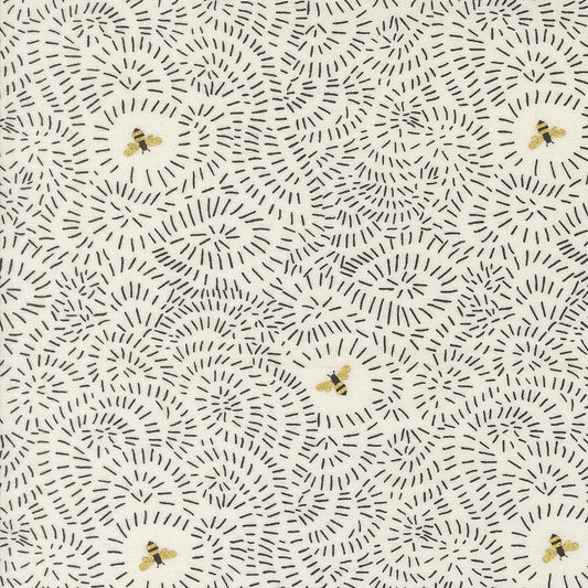 Bee Garden - Twists & Turns Metallic, Porcelain - PER 1/4 YARD