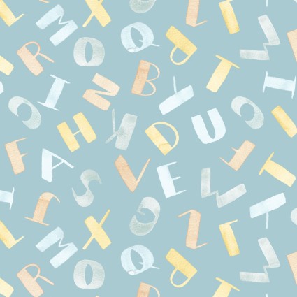 Bunny Love - Tossed Alphabet, Blue- PER 1/4 YARD
