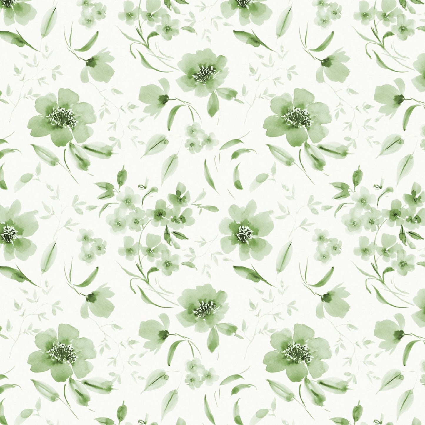 Peace & Wildflowers - Sway in the Wind, Green - PER 1/4 YARD