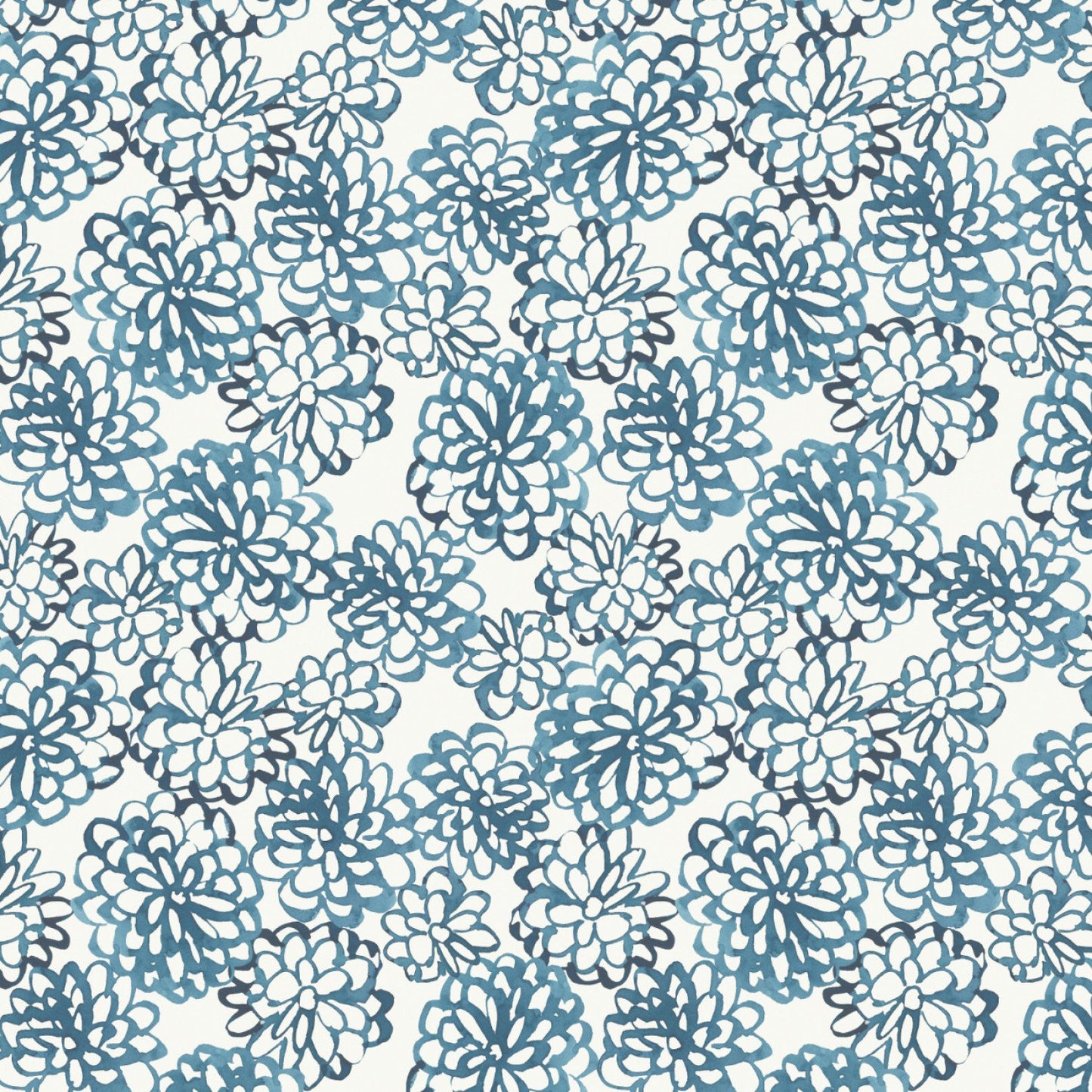 Peace & Wildflowers - Floral Ripples, Blue - PER 1/4 YARD