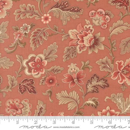 Le Jardin Rouge - Tournesal Florals, Clay - PER 1/4 YARD
