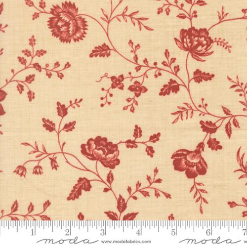 Le Jardin Rouge - Dauphin Florals Toile, Pearl - PER 1/4 YARD