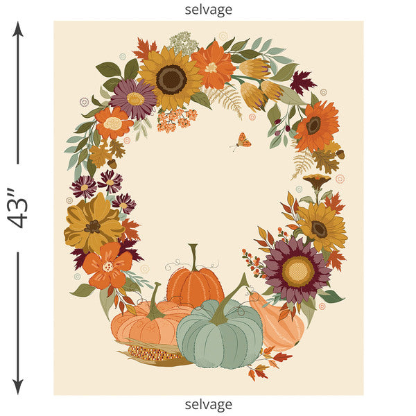 The Awe of Autumn, Wreath Panel Cream 35 1/2" x 43"