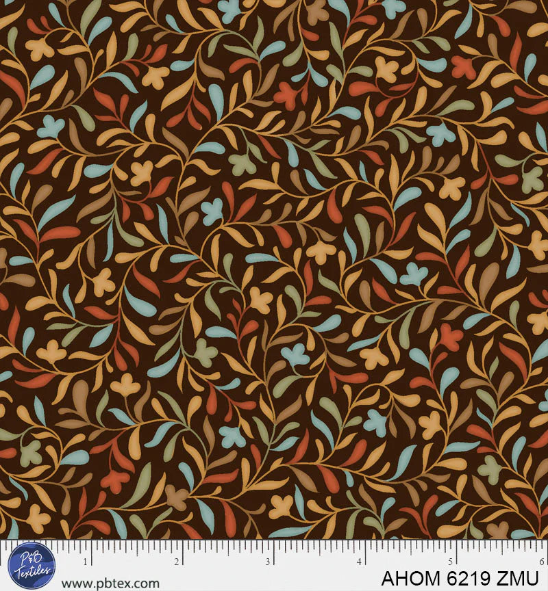 Autumn Homestead - Allover Vines, Multi/Brown - PER 1/4 YARD
