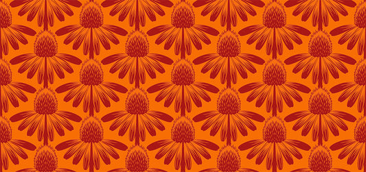 Indelible - Coneflower, Tangerine - PER 1/4 YARD