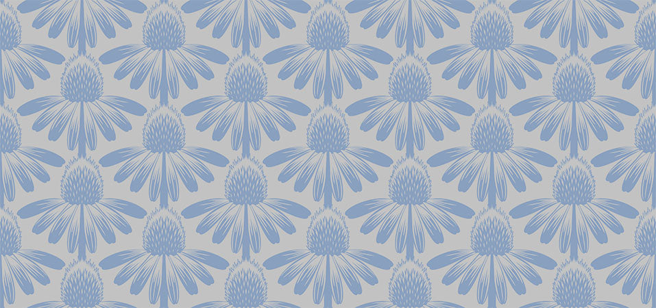 Indelible - Coneflower, Sky - PER 1/4 YARD