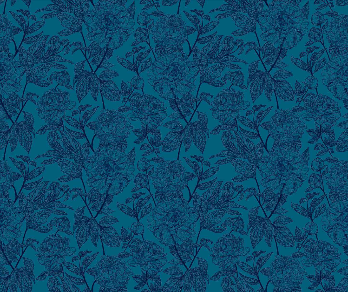 Indelible - Peony, Ocean - PER 1/4 YARD
