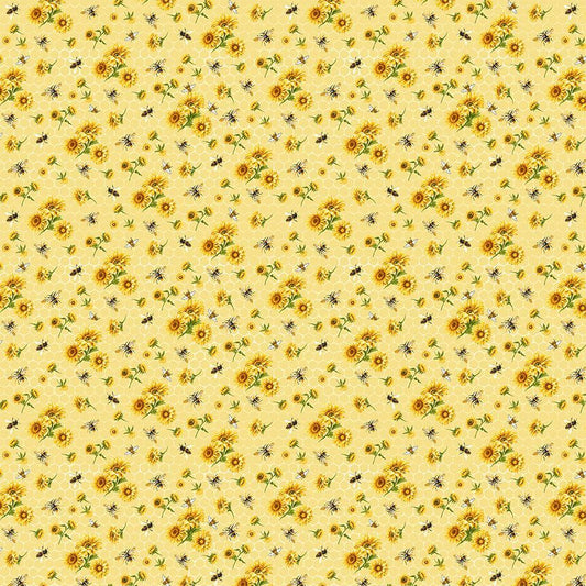 Honey Bee Farm - Bee and Sunflower Bouquets - PER 1/4 YARD