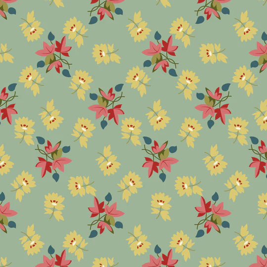 Back & Forth - Maple Leaf, Glacier Blue - PER 1/4 YARD