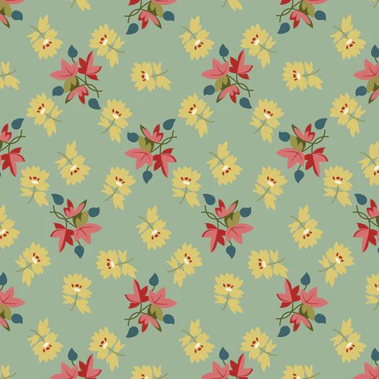 Back & Forth - Maple Leaf, Glacier Blue - PER 1/4 YARD