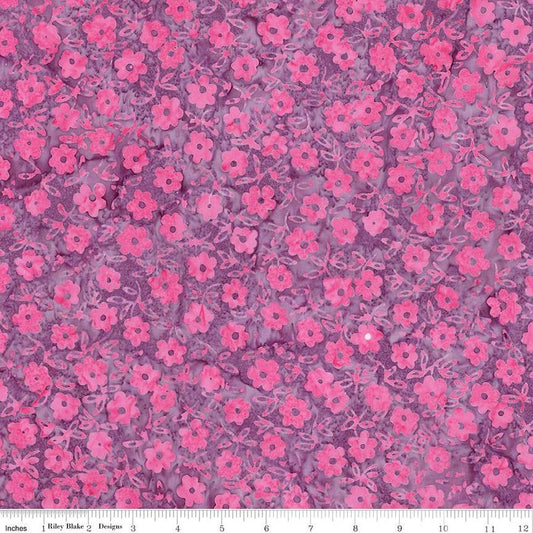 Daisy Dots Batiks - Dusty Periwinkle - PER 1/4 YARD