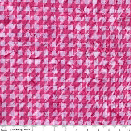 Daisy Dots Batiks - Razzmic Berry Gingham - PER 1/4 YARD