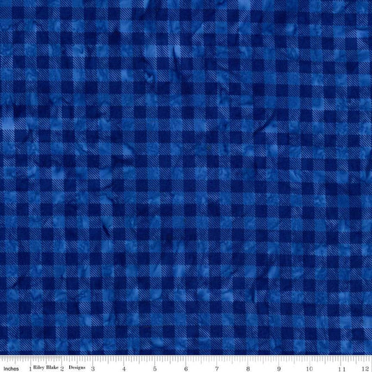 Daisy Dots Batiks - Lapis Gingham - PER 1/4 YARD