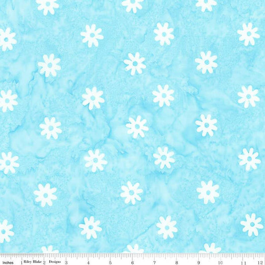Daisy Dots Batiks - Adriatic Mist Daisy - PER 1/4 YARD