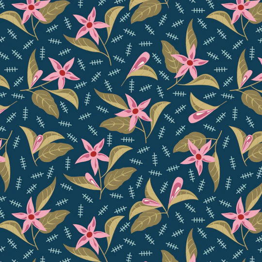 Beyond Time - Jasmine, Regal Blue - PER 1/4 YARD