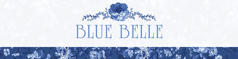 Blue Belle - Scroll, Blue - PER 1/4 YARD