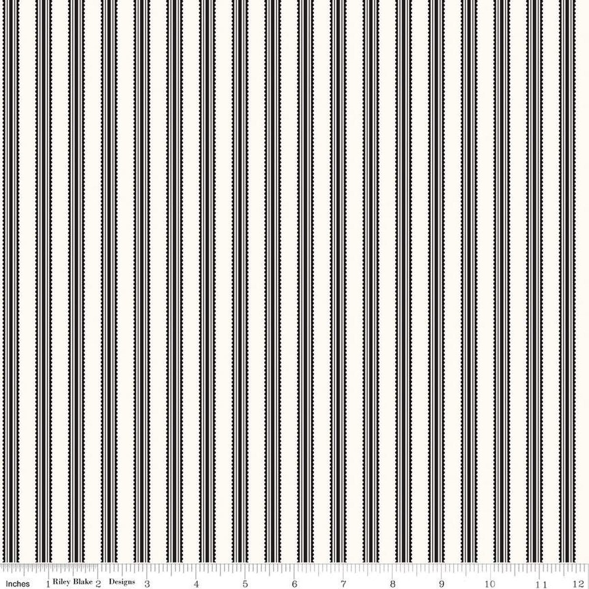 Midnight Meadow, Stripes Cream - PER 1/4 YARD