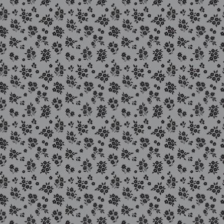 Midnight Meadow, Bouquets Gray - PER 1/4 YARD