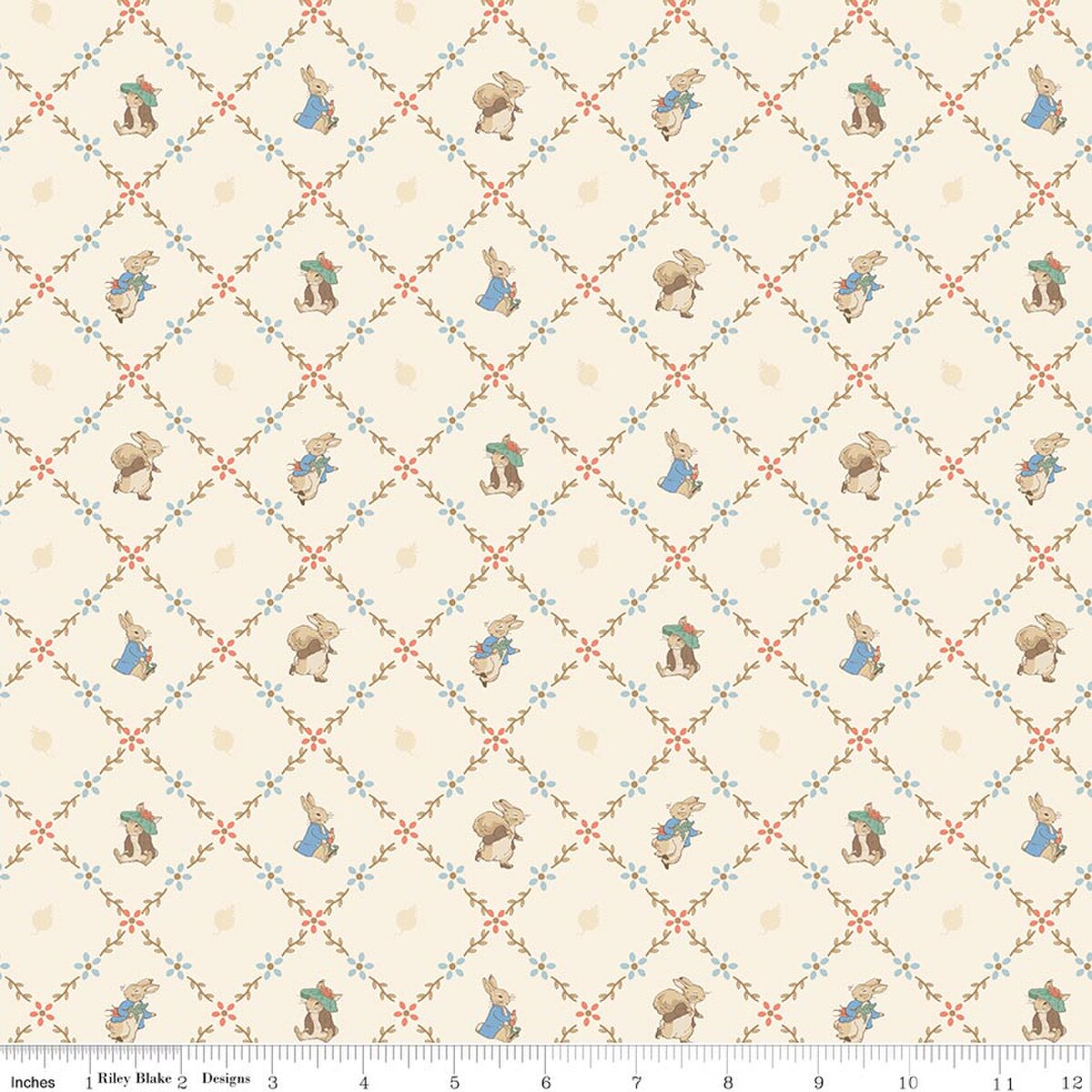 Peter Rabbit & Benjamin Bunny, Lattice Cream - PER 1/4 YARD