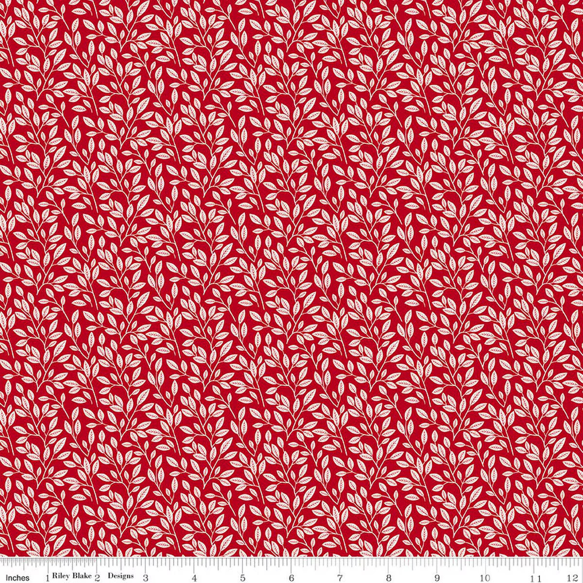 Radiant Ruby - Leaves, Schoolhouse - PER 1/4 YARD