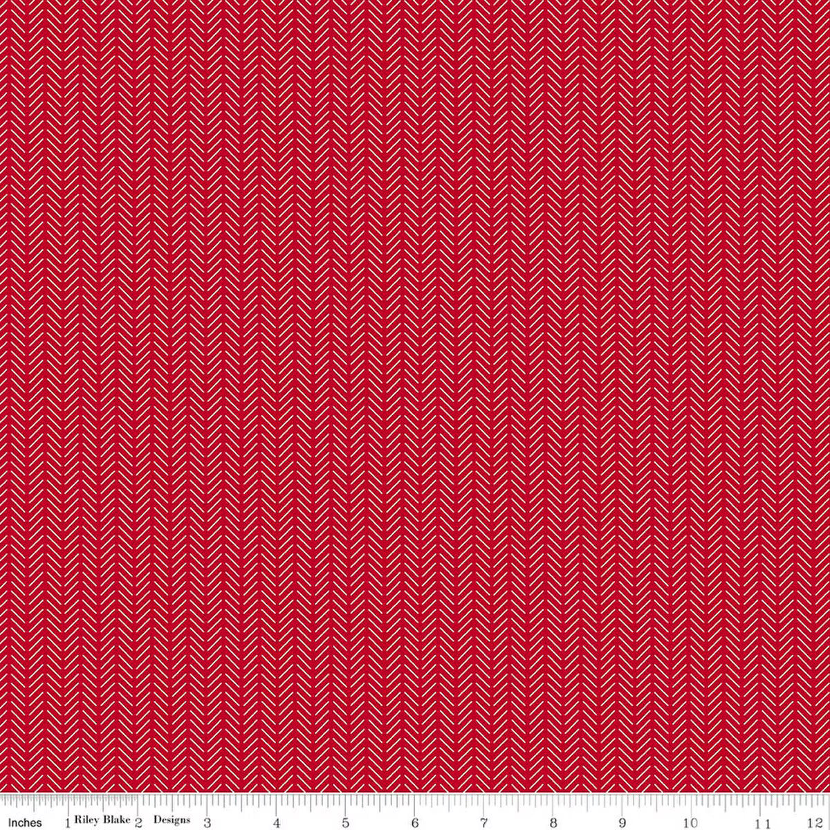 Radiant Ruby - Herringbone, Schoolhouse - PER 1/4 YARD