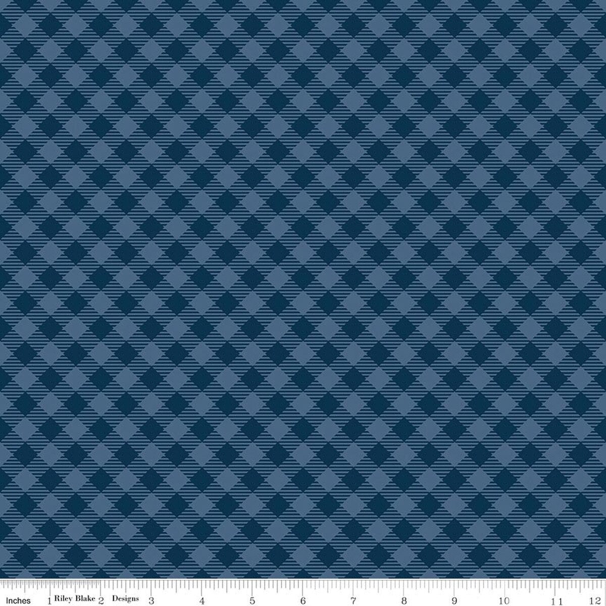 Denim & Daisy - Gingham, Oxford Blue - PER 1/4 YARD