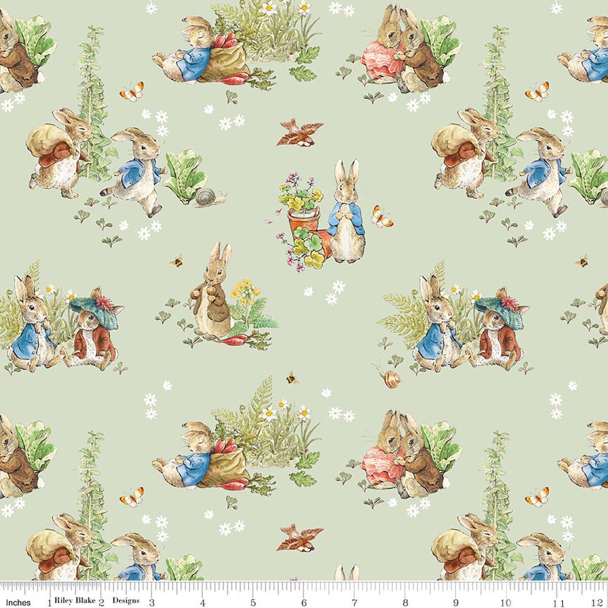 Peter Rabbit & Benjamin Bunny, Main Green - PER 1/4 YARD