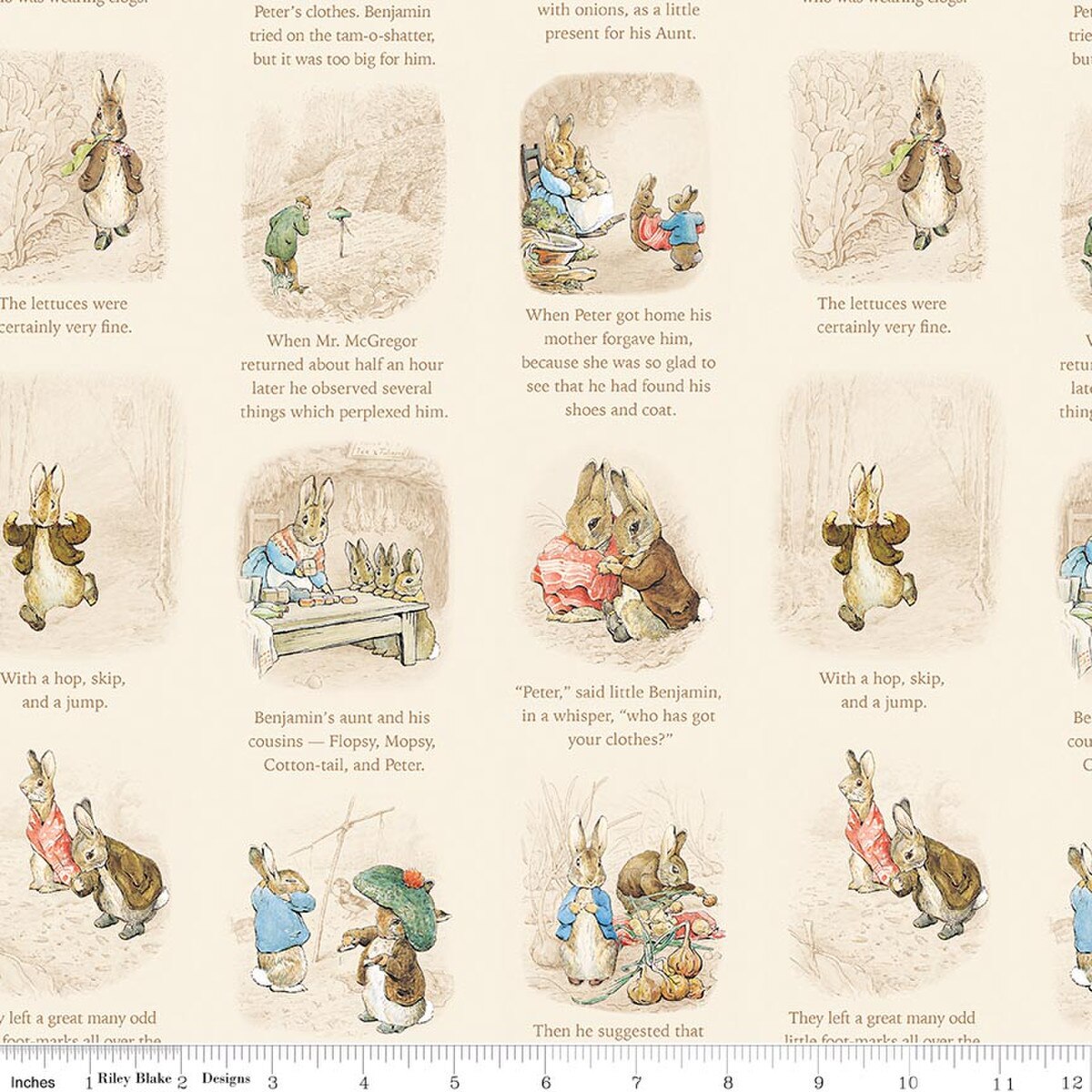 Peter Rabbit & Benjamin Bunny, Story Time Cream - PER 1/4 YARD