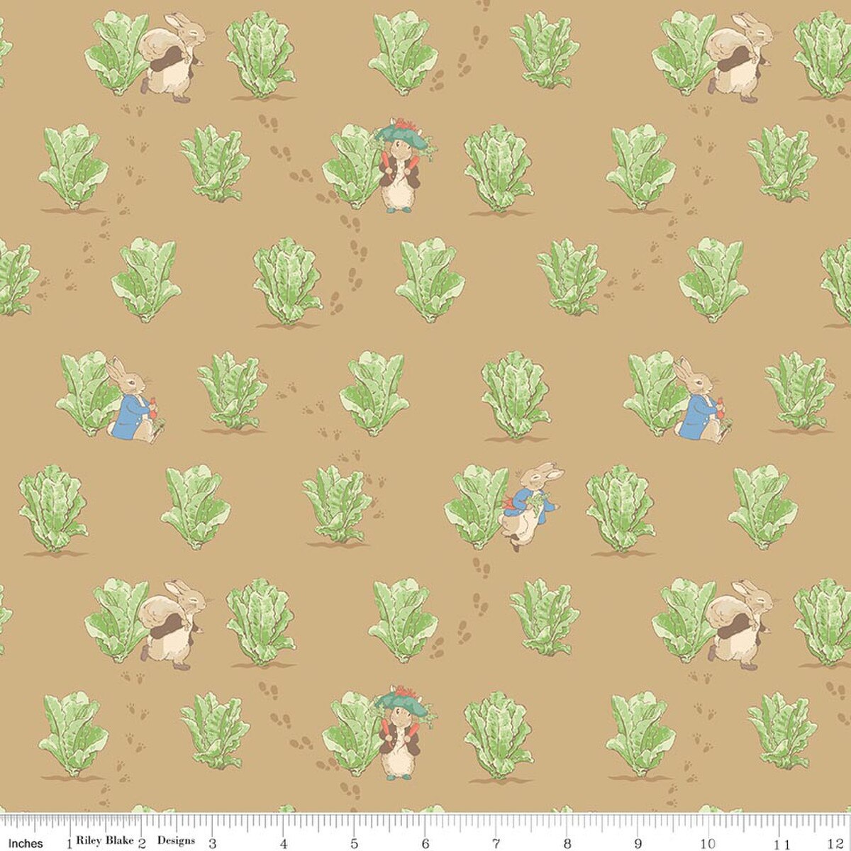 Peter Rabbit & Benjamin Bunny, Lettuce Patch Tan - PER 1/4 YARD