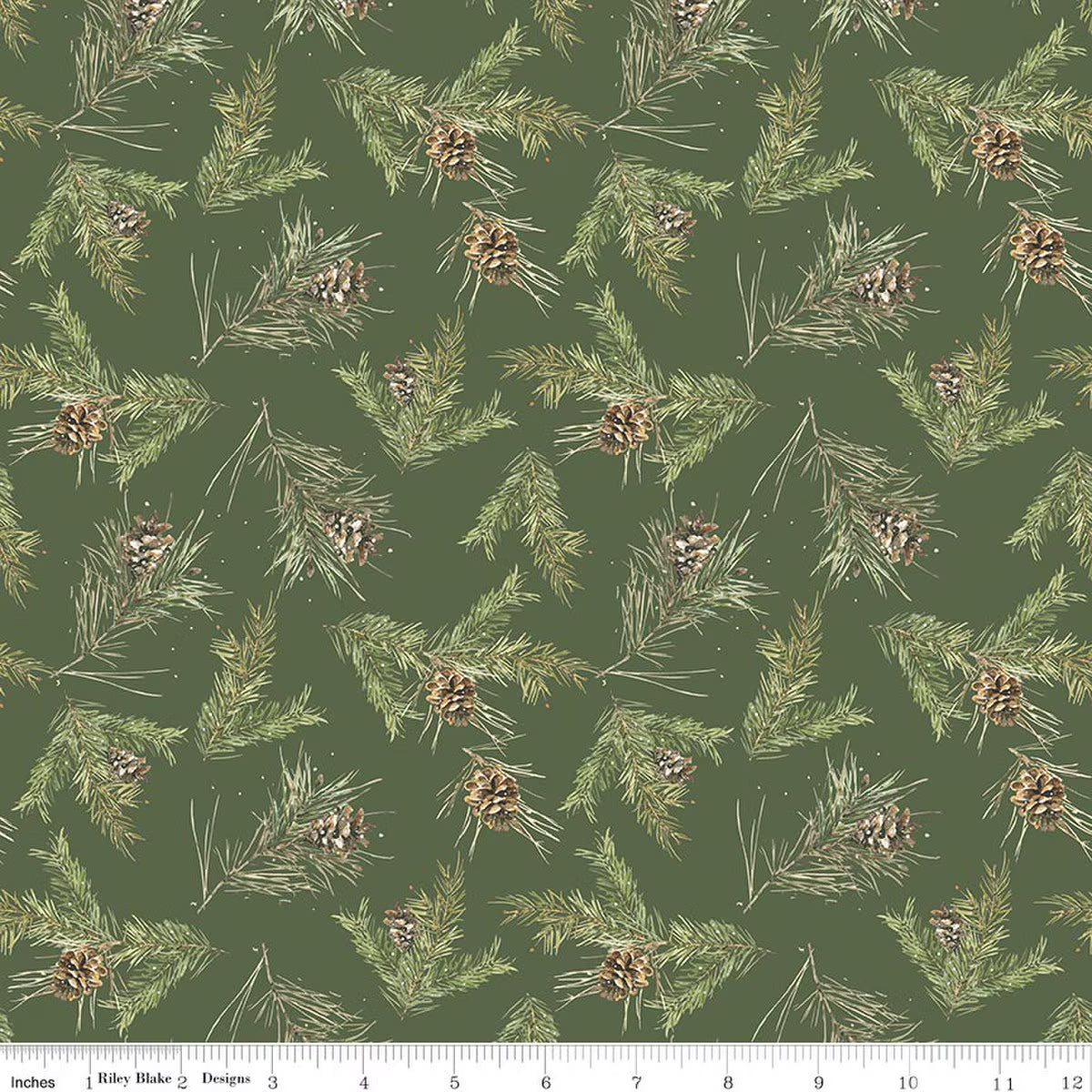 Holiday Spirit - Pinecones, Green - PER 1/4 YARD