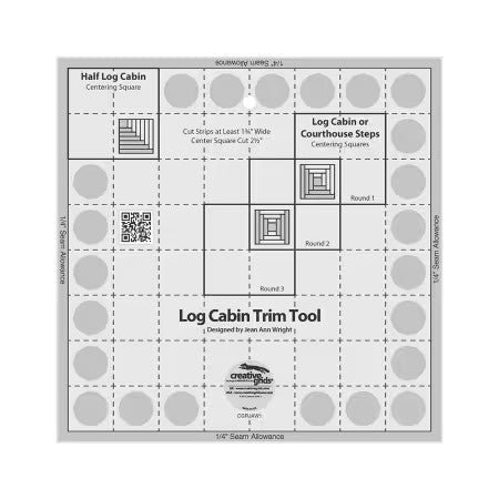 Creative Grids Log Cabin Trim Tool Quilt Ruler 8" blocks