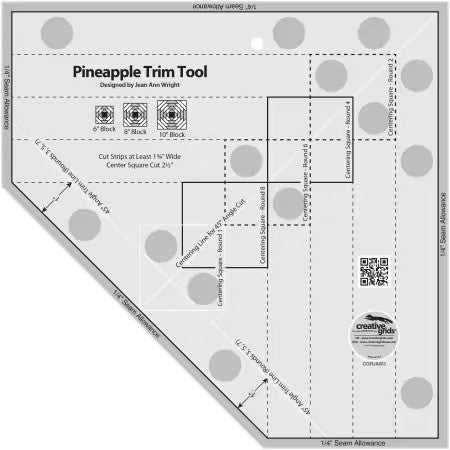 Creative Grids Pineapple Trim Tool Quilt Ruler 6, 8 & 10" blocks