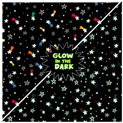 Blast Off! - Glow in the Dark Stars, Black - PER 1/4 YARD
