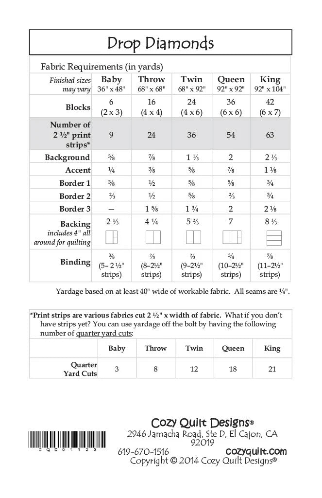 Drop Diamonds Quilt Pattern