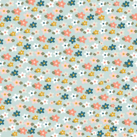 Make A Pretty Life - Floral, Mint, FLANNEL - PER 1/4 YARD