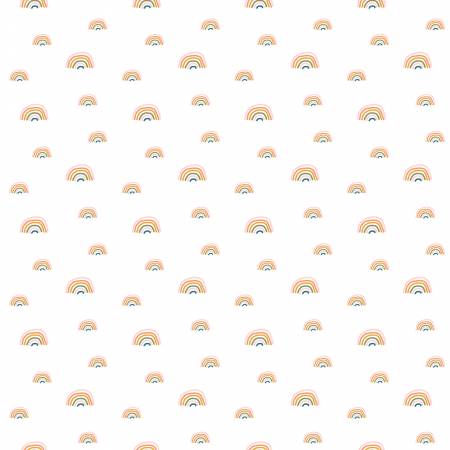 Make A Pretty Life - Rainbows, White - FLANNEL PER 1/4 YARD