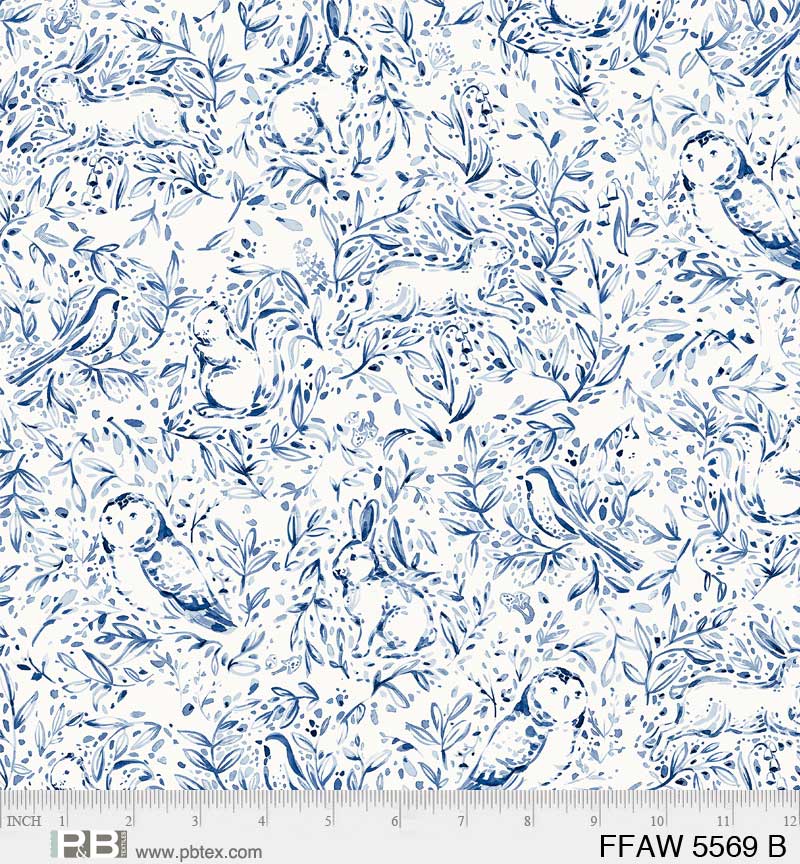 Forest Fauna 108" Wide Back Blue