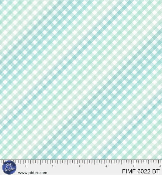 First Impressions Flannel - Sweet Gingham, Blue Teal - PER 1/4 YARD