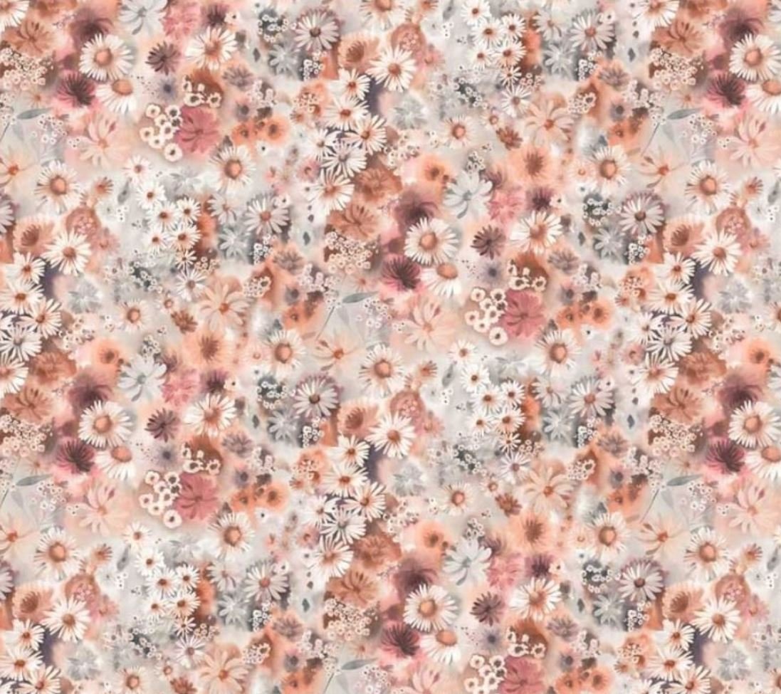 Flowerpatch  - 108" Wide Back Peach & Brown