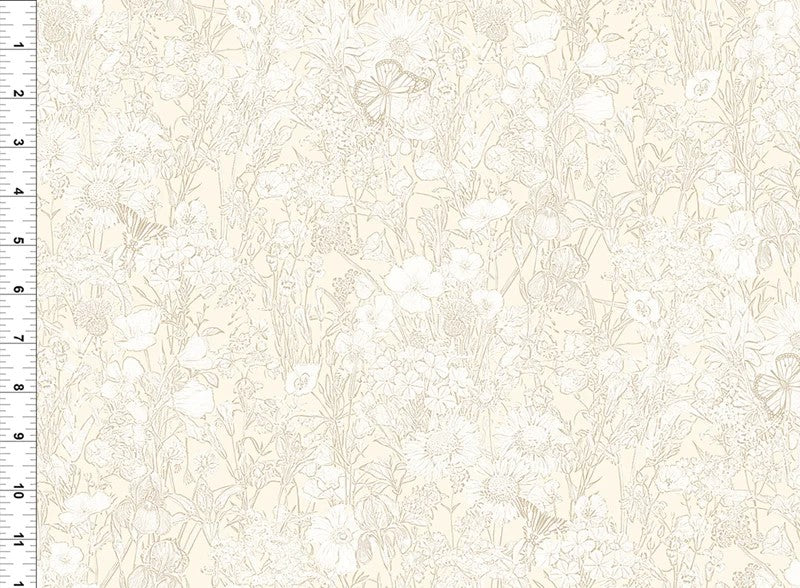 All TN/KY State Shop Hop 2026 - Floral Tonal, Cream - PER 1/4 YARD PRE-ORDER