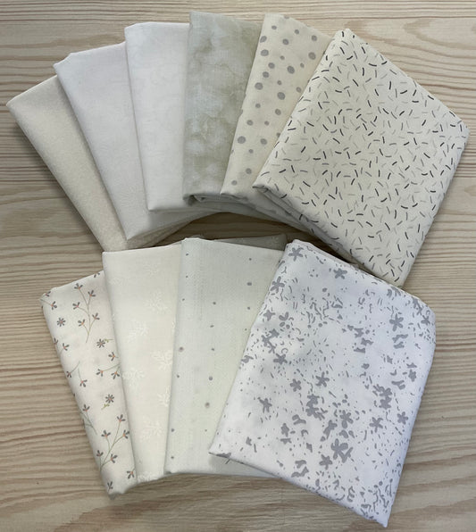 Neutral Fat Quarter Bundle - White (10 FQs)