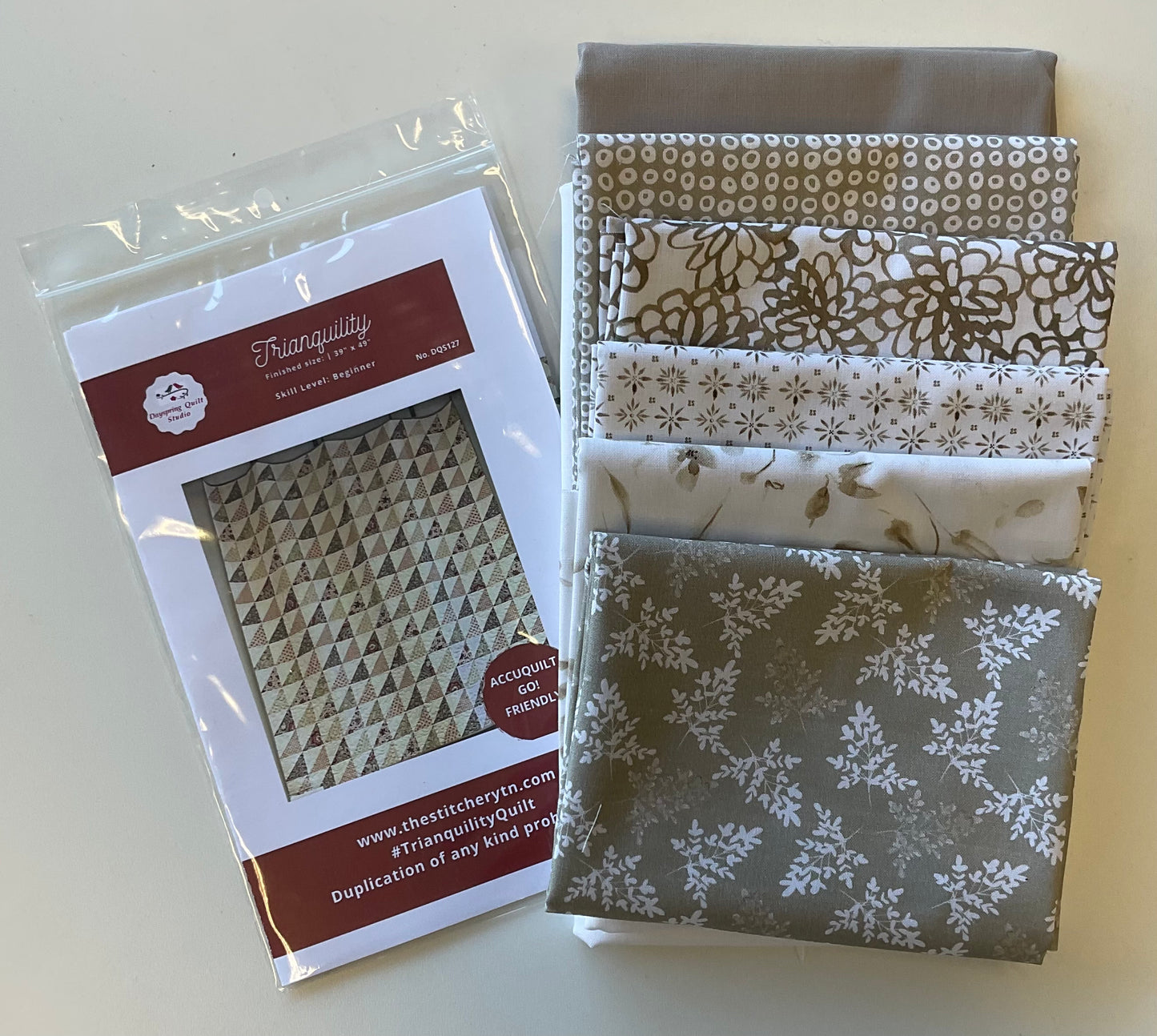 Trianquility Quilt Kit - Peace & Wildflowers Taupe/Beige