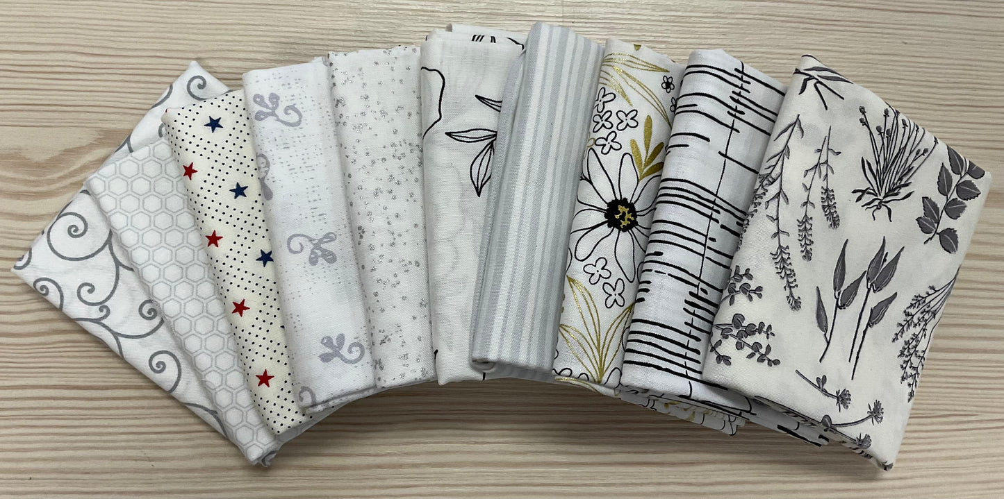 Neutral Fat Quarter Bundle - Low volume (10 FQs)