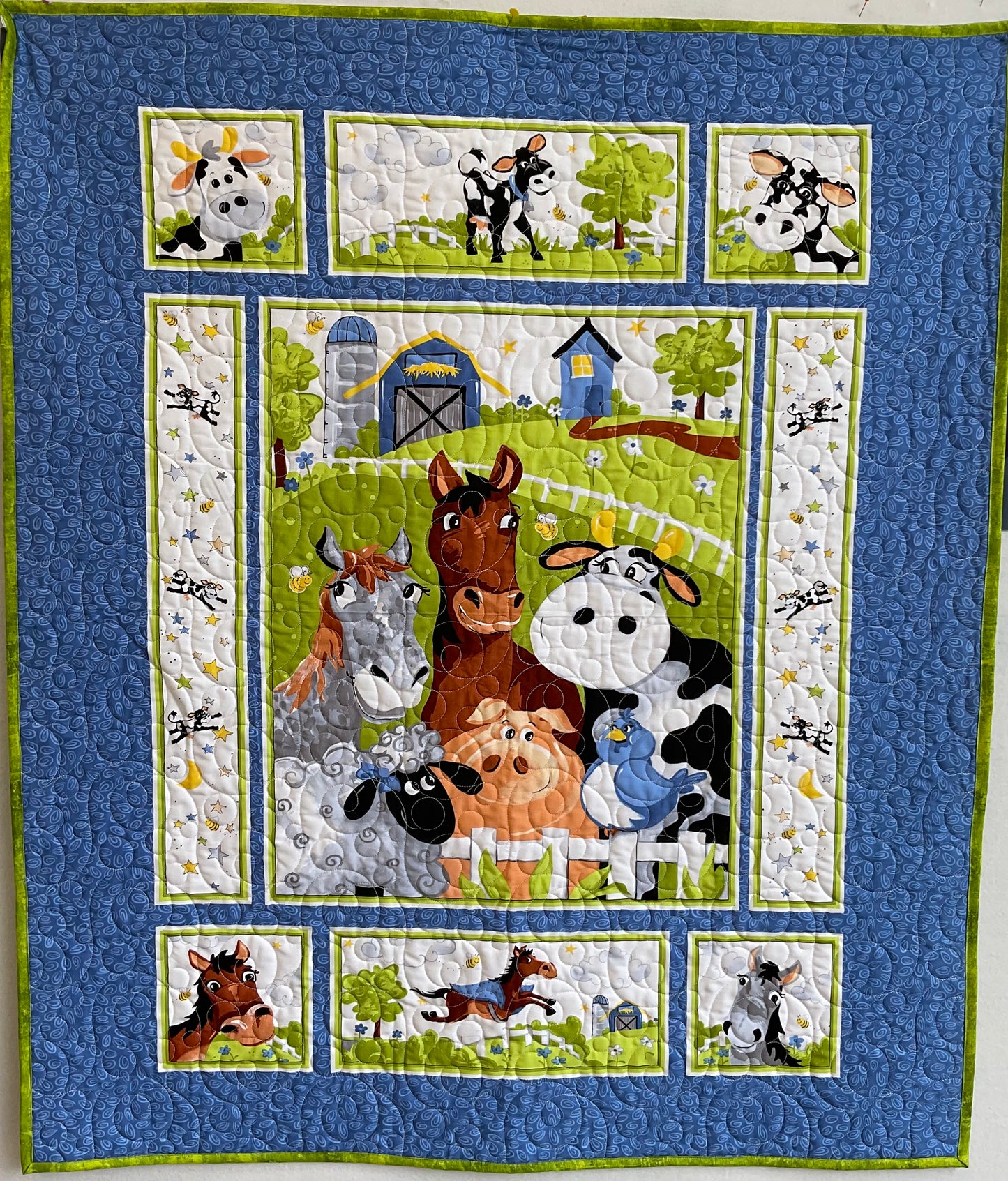 Barnyard Blues Quilt - Shop Sample 36" x 42"