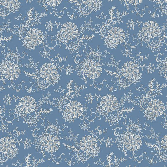 Genevieve - Fancy Floral, Blue - PER 1/4 YARD