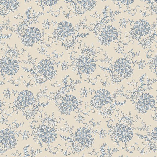 Genevieve - Fancy Floral, Cream - PER 1/4 YARD