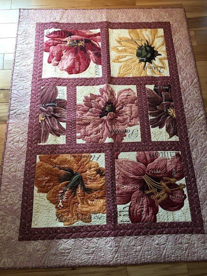 Handmade Quilt - Floral Panel Quilt