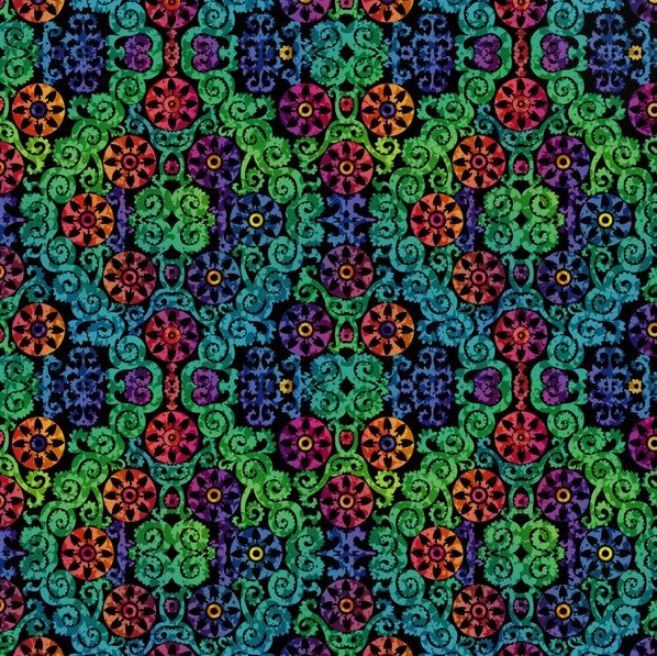 Vivid - Wheels, Multi - PER 1/4 YARD